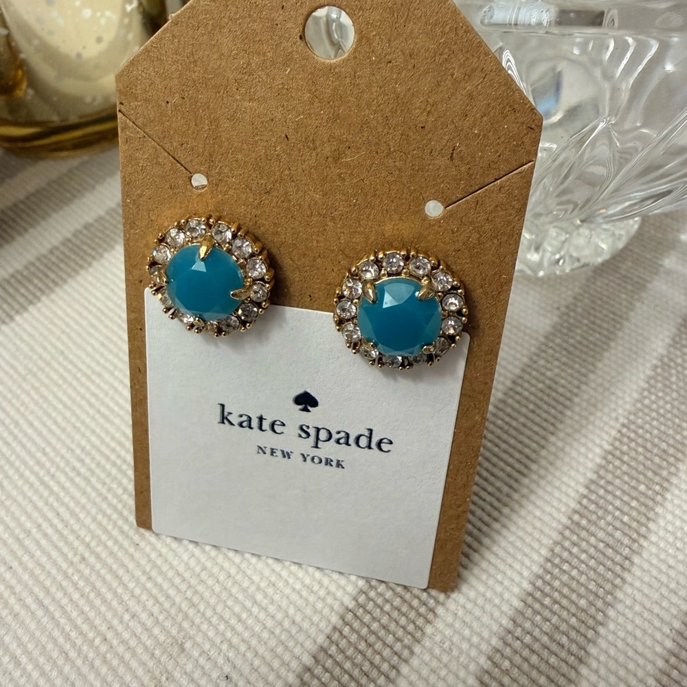 Kate Spade Turquoise and Gold Crystal Earrings